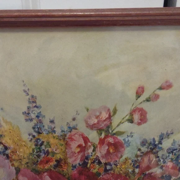 Antique Wooden Tray with Gustave Weigand Lithograph Under Glass
